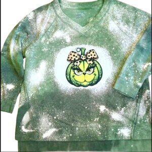 NEW GRINCH Bleached custom Christmas Sweatshirt Holiday Shirt Plus Size